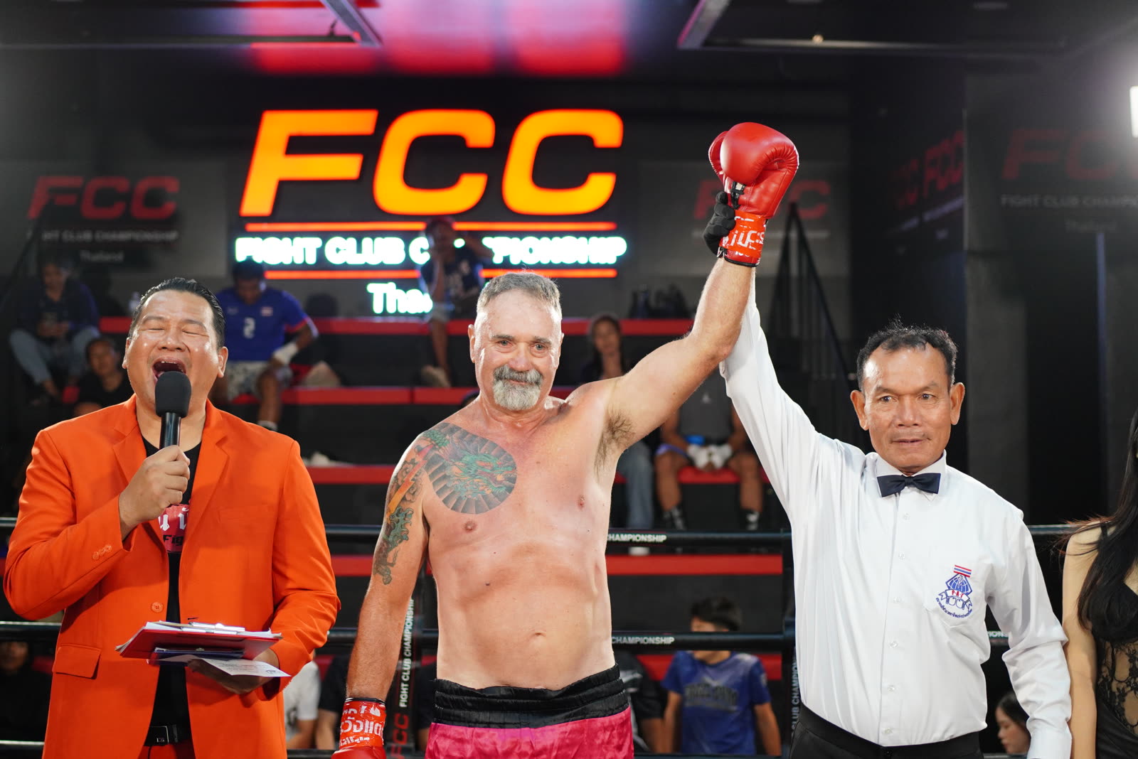 65-year-old fighter winning his first pro fight in 30 years — FCC Thailand